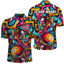 Load image into Gallery viewer, Colorful Graffiti pattern Mens Bowling polo, quarter zip shirt Custom Bowling Team League Jerseys NQS7664