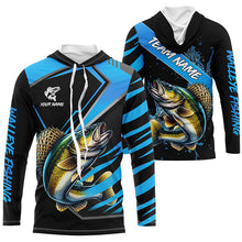 Load image into Gallery viewer, Black and Blue Walleye fishing custom fishing team jerseys, sport fishing shirts NQS8509