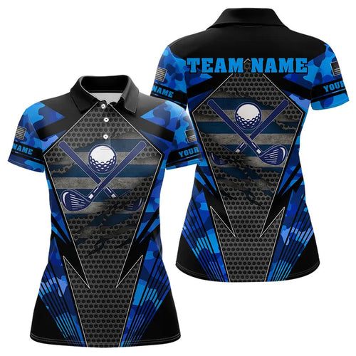 Blue Camo Golf Polo Shirts For Women Custom best ladies golf wear, golfing gifts NQS9734