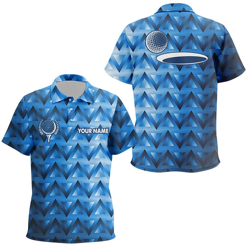 Blue triangle pattern Kid golf polo shirts custom golf tops for Kid, golfing gifts NQS7509