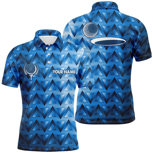 Blue triangle pattern Mens golf polo shirts custom golf tops for mens, golfing gifts NQS7509