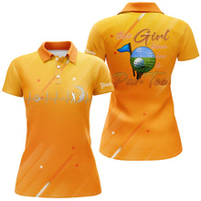 Load image into Gallery viewer, Yellow gradient Womens golf polo shirt custom name this girl knows how to par tee, golf gifts for girl NQS5526