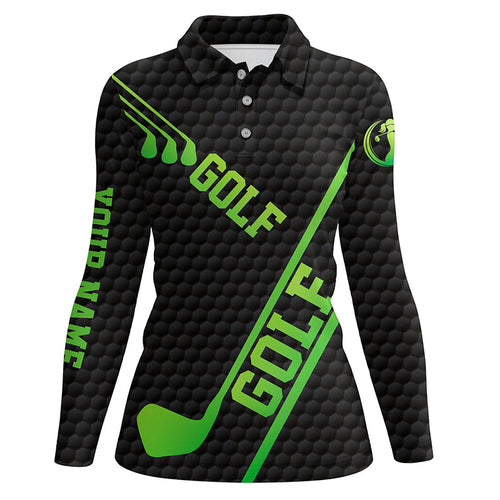 Black golf ball pattern Womens golf polo shirts custom green golf clubs, cool golf gifts NQS7880