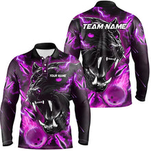 Load image into Gallery viewer, Purple Flame Panther Bowling Polo, Quarter Zip Shirts For Men Custom Bowling Team League Jerseys NQS8773