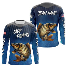 Load image into Gallery viewer, Blue camo Carp fishing Custom performance long sleeve team Carp fishing tournament shirts NQS9238