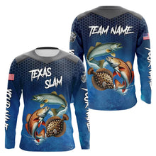 Load image into Gallery viewer, Blue Texas Slam fishing Custom performance long sleeve team Redfish, Trout, Flounder fishing shirt NQS9239