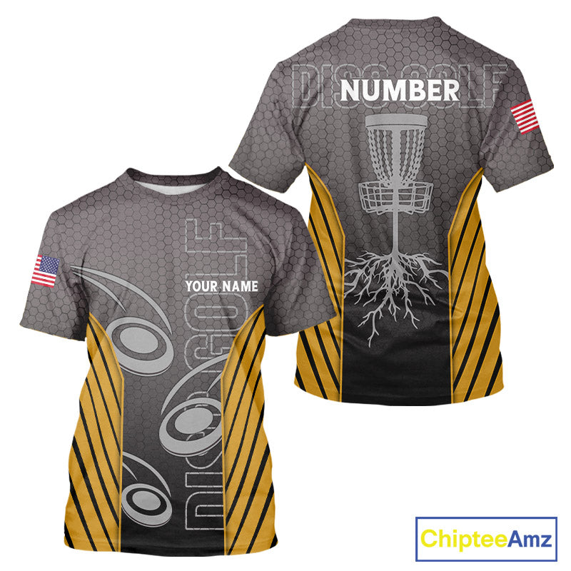 Disc golf t-shirts, polos, hoodies for men, women custom name, number camo disc golf jerseys | Yellow NQS11303