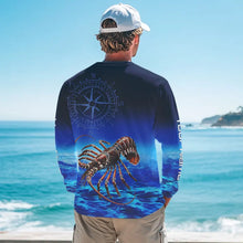 Load image into Gallery viewer, Personalized Florida Spiny Lobster Blue Performance Fishing Shirt, compass Lobster tournament Shirts NQS9735