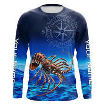 Load image into Gallery viewer, Personalized Florida Spiny Lobster Blue Performance Fishing Shirt, compass Lobster tournament Shirts NQS9735