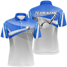 Load image into Gallery viewer, Mens golf polo shirts custom blue sport golf apparel for men, unique golf gifts NQS7521