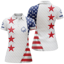 Load image into Gallery viewer, American flag Womens golf polo shirt custom patriotic white golf ball skin shirt for ladies NQS7888