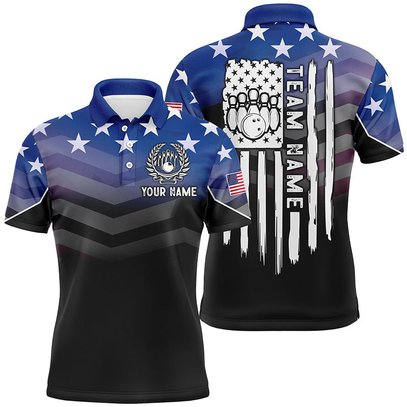 Mens bowling Polo, Quarter zip shirts Custom American flag patriotic bowling team league jerseys NQS8096