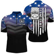 Load image into Gallery viewer, Mens bowling Polo, Quarter zip shirts Custom American flag patriotic bowling team league jerseys NQS8096