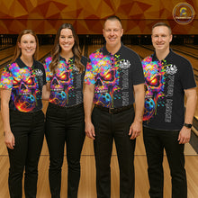 Load image into Gallery viewer, Colorful Skull bowling jerseys Bowling Polo, 1/4 zip Shirt Custom Bowling Team shirt for ladies NQS11317