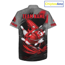 Load image into Gallery viewer, Red Sugar Skull Tattoo Custom Bowling Hawaiian Shirt, Team Bowling button up shirt NQS11528