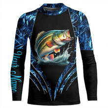 Load image into Gallery viewer, Largemouth bass fishing blue camo custom 3D All Over Printed Fishing Shirts, Bass fishing apparel NQS7898