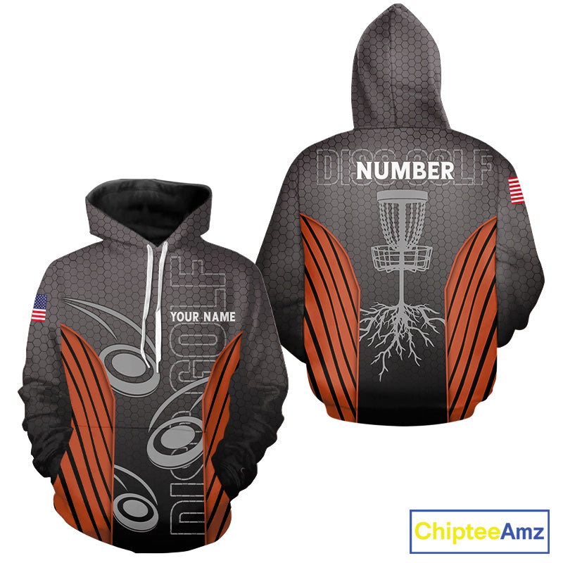 Disc golf Hoodies custom name, number camo disc golf jersey, disc golf apparel | Orange NQS11125