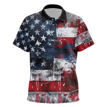 Load image into Gallery viewer, Personalized Polo golf shirts for Kid custom grunge American Flag patriotic Kid golf wears NQS9433