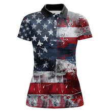 Load image into Gallery viewer, Personalized Polo golf shirts for Women custom grunge American Flag patriotic Ladies golf wears NQS9433