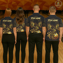 Load image into Gallery viewer, Custom Black And Gold tribal Dragon Bowling Shirts For Men, Dragon Bowling Team Shirts Uniform NQS11534