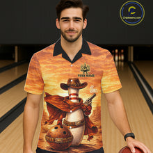 Load image into Gallery viewer, Custom Funny Desert Bowling Cowboy gun bowling team button up shirts, Bowling Hawaiian jerseys NQS11536