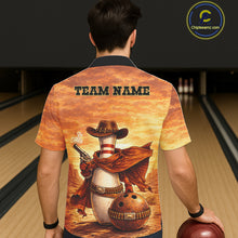 Load image into Gallery viewer, Custom Funny Desert Bowling Cowboy gun bowling team button up shirts, Bowling Hawaiian jerseys NQS11536