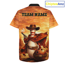 Load image into Gallery viewer, Custom Funny Desert Bowling Cowboy gun bowling team button up shirts, Bowling Hawaiian jerseys NQS11536
