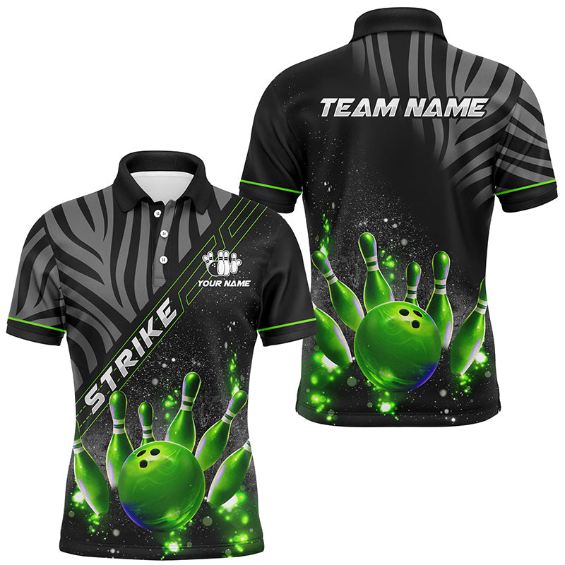 Personalized Black Camo Bowling Green Glitter custom Mens bowling shirts, bowling attire for men NQS8342