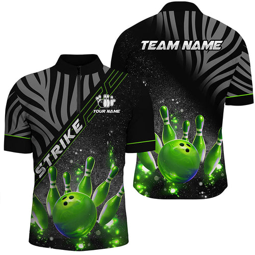 Personalized Black Camo Bowling Green Glitter custom Mens bowling shirts, bowling attire for men NQS8342