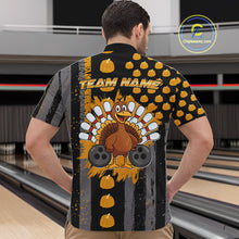 Load image into Gallery viewer, Funny Bowling Shirts For Men Pumpkin American Flag Turkey Thanksgiving Custom Team turkey bowl shirts NQS10943