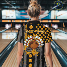 Load image into Gallery viewer, Funny Bowling Shirts For Women Pumpkin American Flag Turkey Thanksgiving Custom turkey bowl shirts NQS10943