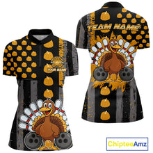 Load image into Gallery viewer, Funny Bowling Shirts For Women Pumpkin American Flag Turkey Thanksgiving Custom turkey bowl shirts NQS10943