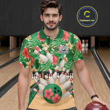 Load image into Gallery viewer, Green tropical flower Bowling Polo, Quarter Zip Shirts For Men Custom bowling team jersey NQS10945