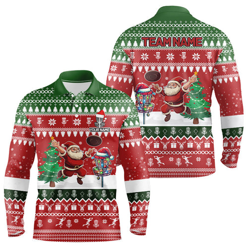 Funny ugly Christmas Santa Mens Disc golf polo shirts Custom Team Name Disc Golf Jersey Xmas Outfit NQS9028