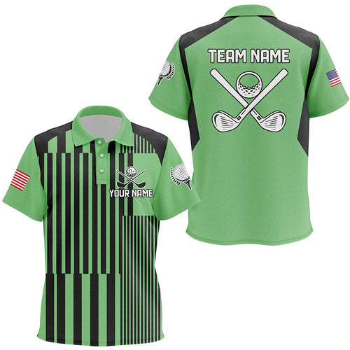 Green and black stripe pattern Kid golf polo shirts custom team golf tops, best golf wear NQS7350