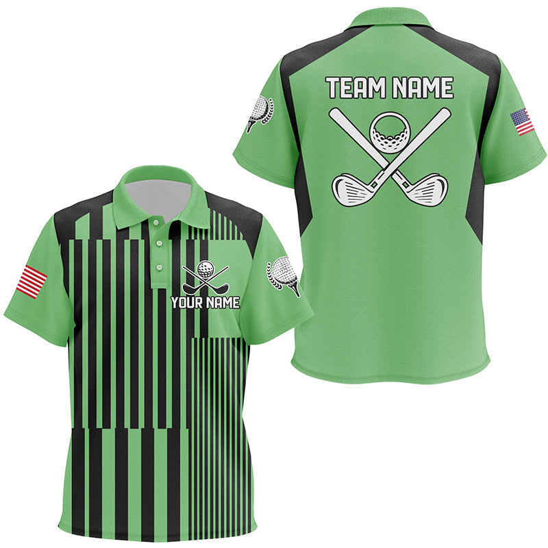 Green and black stripe pattern Kid golf polo shirts custom team golf tops, best golf wear NQS7350