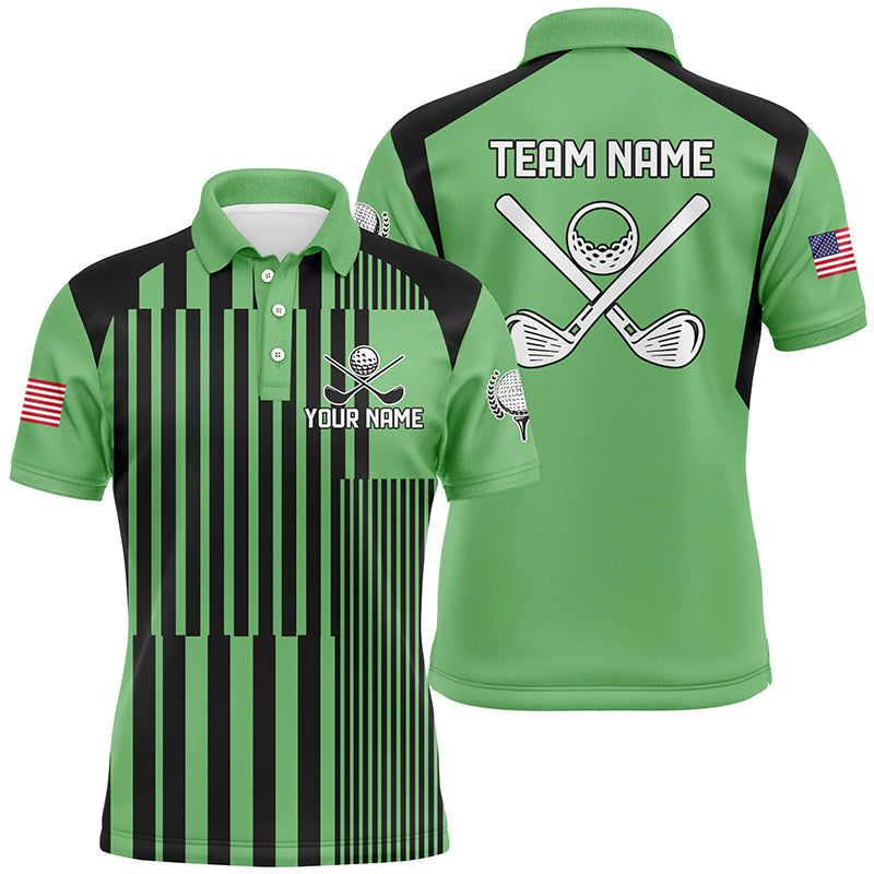 Green and black stripe pattern Mens golf polo shirts custom team golf tops, best mens golf wear NQS7350