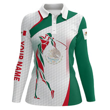 Load image into Gallery viewer, Mexican Flag Womens golf polo shirts custom patriotic golf outfit women, unique ladies golf apparel NQS7355