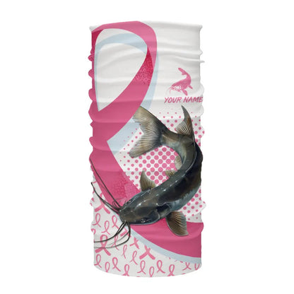 Pink ribbon pattern Catfish fishing Breast Cancer Custom sun protection long sleeves fishing shirts NQS9761