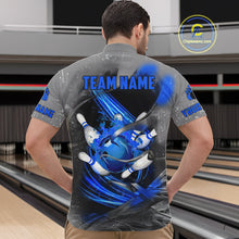 Load image into Gallery viewer, Blue Sugar Skull Tattoo Custom Mens Bowling Polo, Quarter Zip Shirts,Team Bowling Jerseys NQS10947