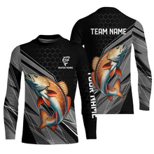 Load image into Gallery viewer, Personalized Black camo Redfish Fishing Jerseys, Red drum Long Sleeve Fishing Tournament Shirts NQS9281