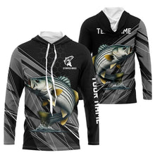Load image into Gallery viewer, Personalized Black camo Striped Bass Fishing Jerseys, Striper Long Sleeve Fishing Tournament Shirts NQS9282