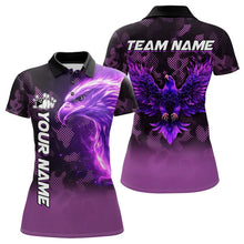 Load image into Gallery viewer, Purple Flame Eagle Camo Bowling Team Shirts For Women Custom Fire Bowling League Jersey Bowler Outfit NQS9441