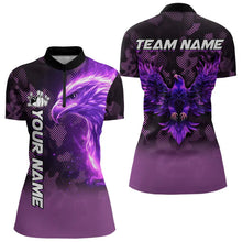 Load image into Gallery viewer, Purple Flame Eagle Camo Bowling Team Shirts For Women Custom Fire Bowling League Jersey Bowler Outfit NQS9441