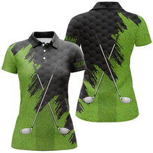 Load image into Gallery viewer, Black and Green golf clubs custom name Womens golf polo shirts, team ladies golf tops NQS7538