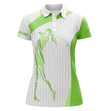 Load image into Gallery viewer, Personalized green golf ball skin white Womens golf polo shirts custom name ladies golf tops NQS5565