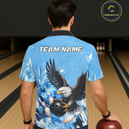 Blue Eagle Bowling Hawaiian Shirt Custom Team Bowling jerseys, Gift For Bowlers NQS11339