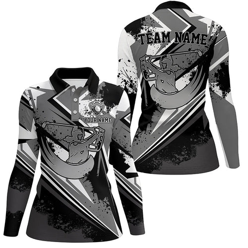 Womens golf polo shirt custom black and white female golf attire for women, ladies golf tops NQS7365