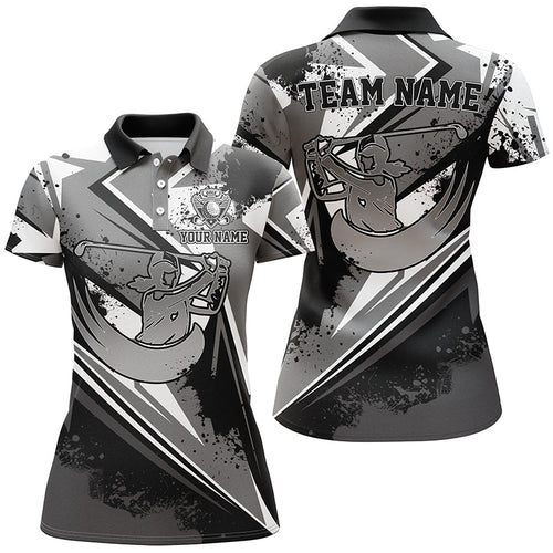 Womens golf polo shirt custom black and white female golf attire for women, ladies golf tops NQS7365