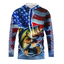 Load image into Gallery viewer, Largemouth Bass fishing American flag Long Sleeve Fishing Shirt custom Lightning Bass fishing jersey NQS7702